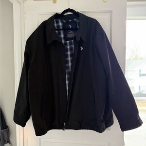 U.S. Polo Assn. Men's Black Bomber Jacket with Plaid Lining